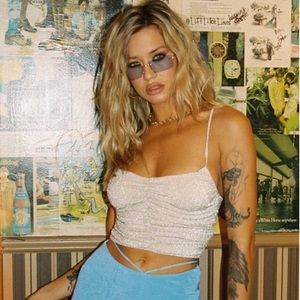 Princess Polly - Gold glitter crop top